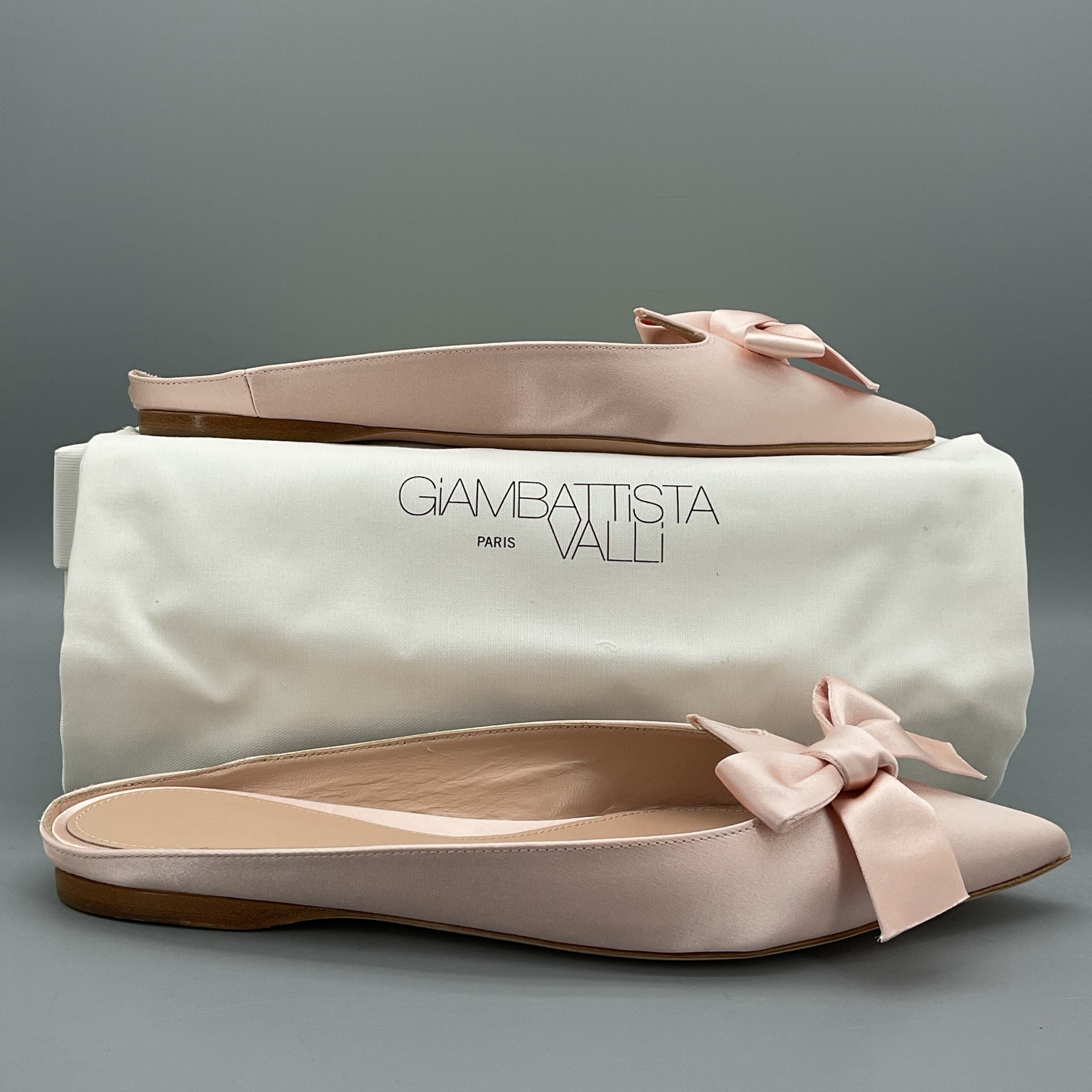 New Giambattista Valli Women’s Bow Mules Light Rose Size Us 8/It 38